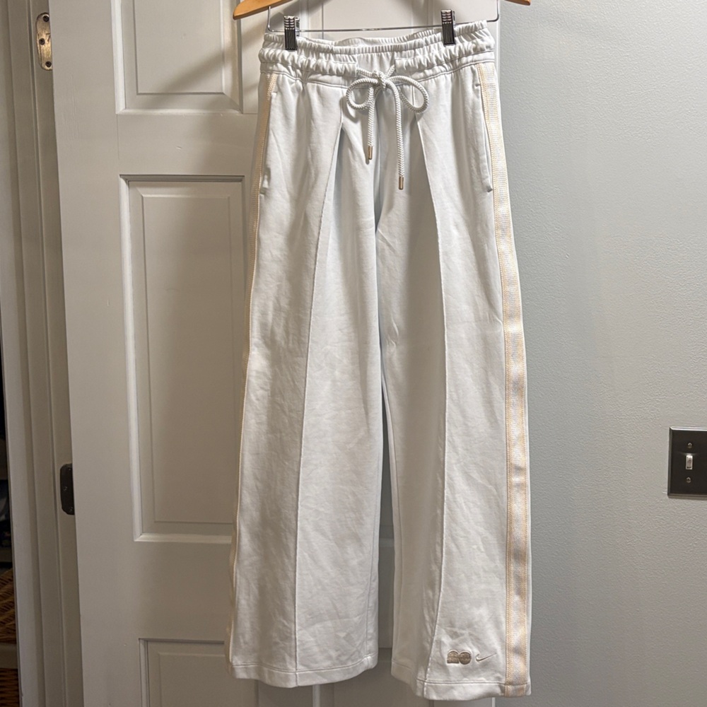 Nike Women's White Track Pants with Cream Accents